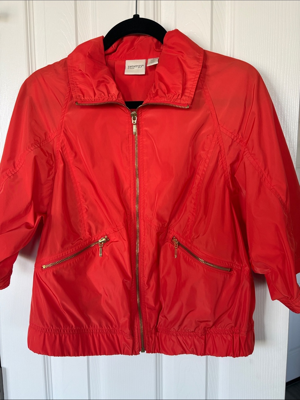 Zenergy by Chico’s Lightweight Zip-Front 3/4 sleeves Bomber Jacket Sz1 Like New!